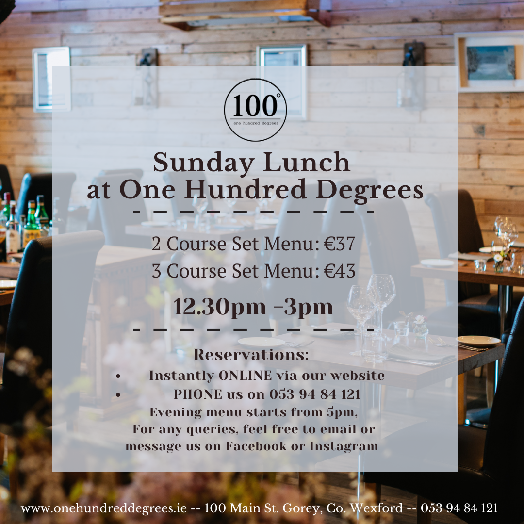 Set Lunch Menu One Hundred Degrees