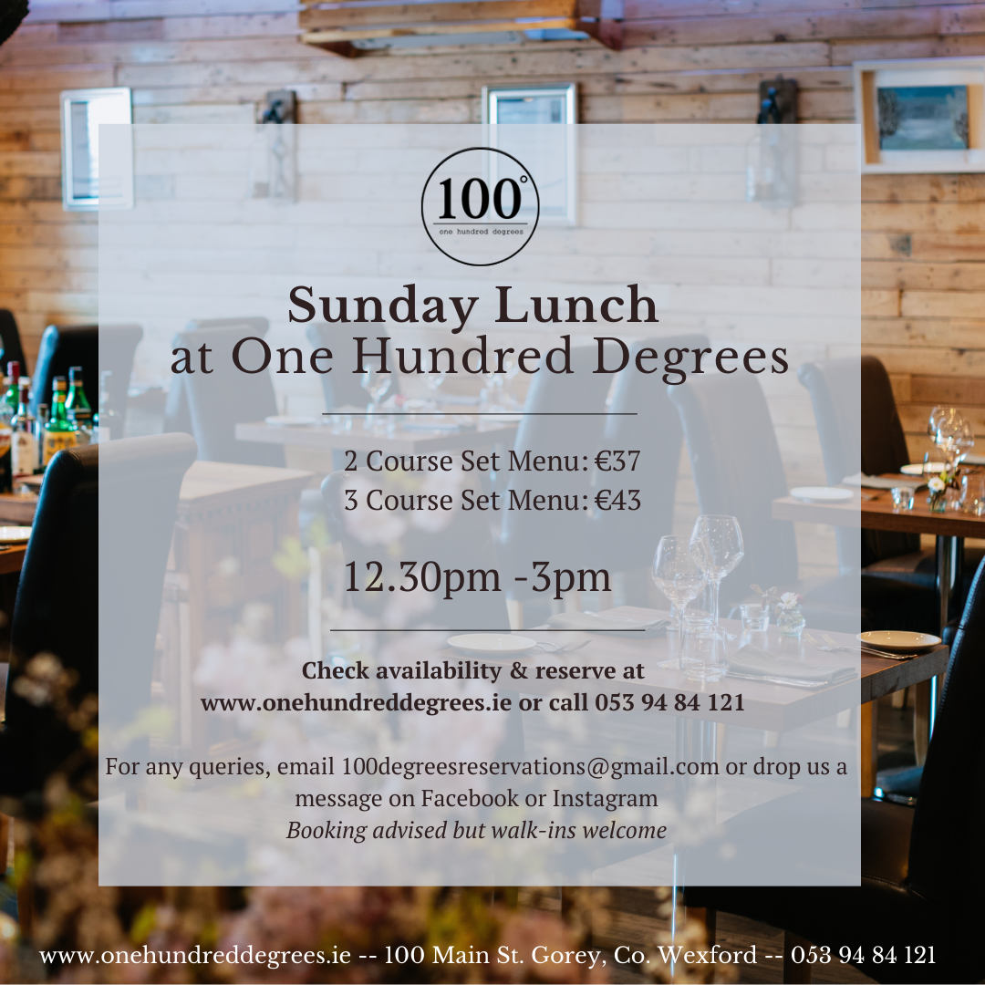 Set Lunch Menu One Hundred Degrees